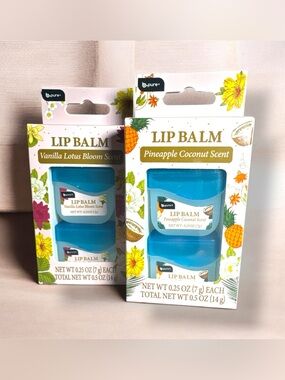 Lip Balm Bundle - 2pk of Pineapple Coconut & 2pk of Vanilla Lotus Bloom